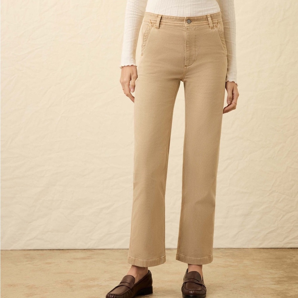 Faherty Women's Straight Leg Canvas Sand Khaki Pants